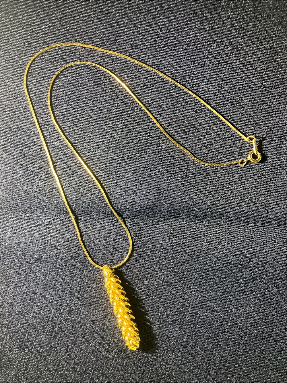 Gold Pendant Wheat Spike Necklace - Women Jewelry